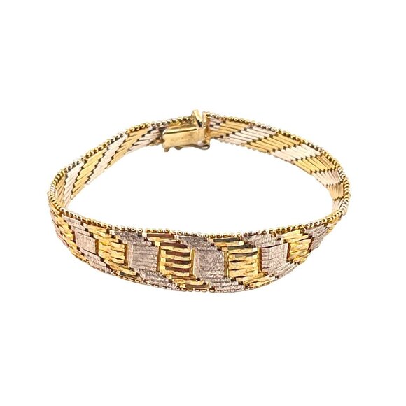 Milor Two Tone Gold Vermeil Silver Bracelet With Intricate Woven Design - Picture 8 of 8